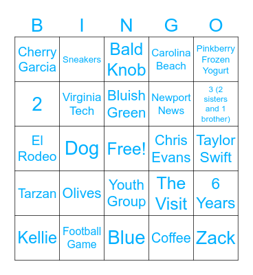 Meghan's Bridal Shower Bingo Card