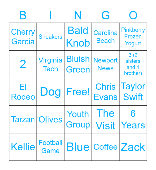 Meghan's Bridal Shower Bingo Card