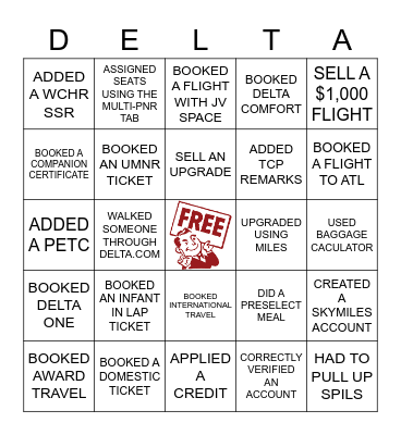 DELTA BINGO Card