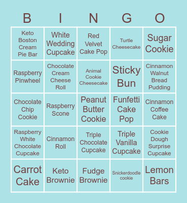 Bakery Bingo! Bingo Card