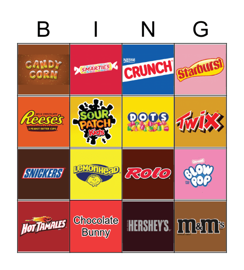 Halloween Candy Bingo Card