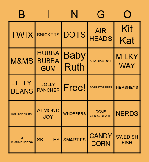 HALLOWEEN CANDY Bingo Card