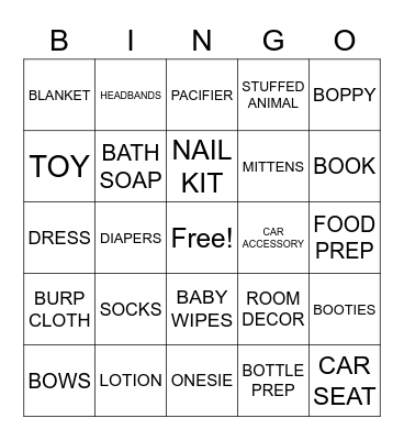 BABY GIFT BINGO Card