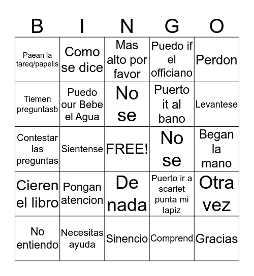 Fraser utiles Bingo Card