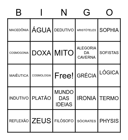REVISÃO/FILOSOFIA Bingo Card