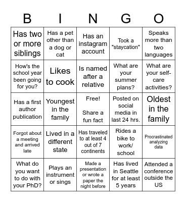Mingle Bingo Card