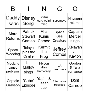 The Orville: New Horizons Bingo Card