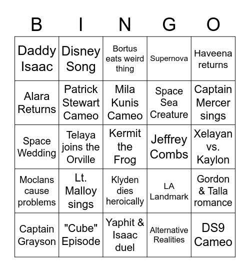 The Orville: New Horizons Bingo Card