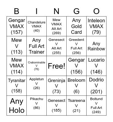 Fusion Strike Bingo Card