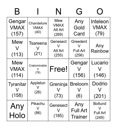 Fusion Strike Bingo Card