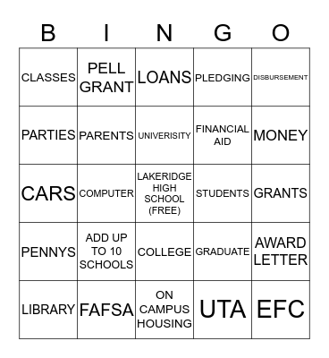 UTA FINANCIAL AID  Bingo Card