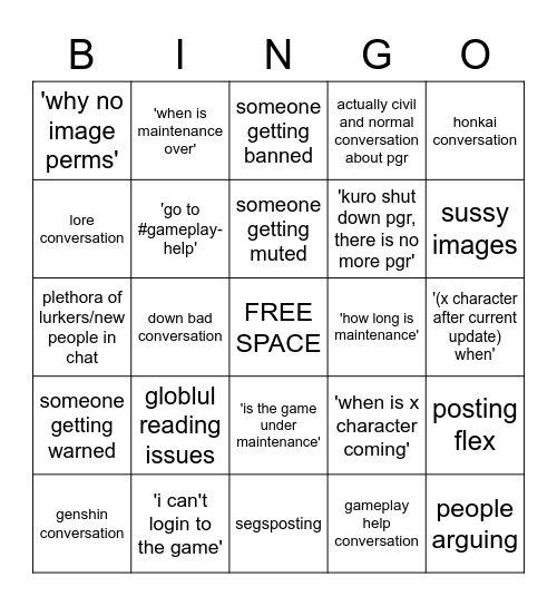 Average Maintenance & Update in Gen Chat Bingo Card