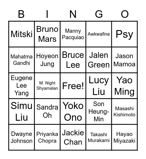 Asian Heritage Week Bingo! Bingo Card