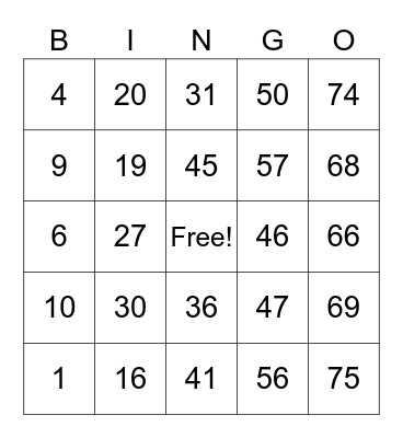 DELA TORRE, HANZ JOSHUA, A. Bingo Card