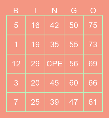 Ronnel D. Panopio Bingo Card