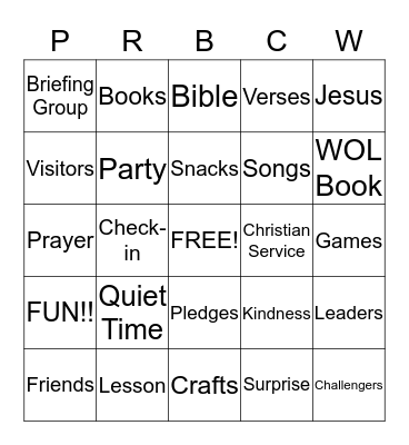 PRBC WOL Clubs Bingo Card