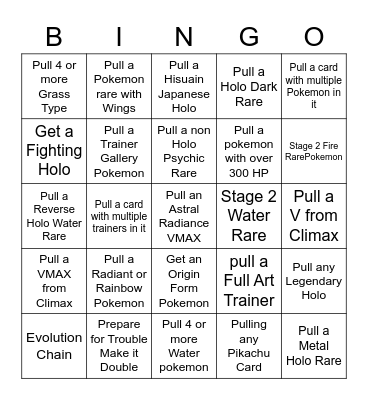 POKEMON BINGO!! Bingo Card