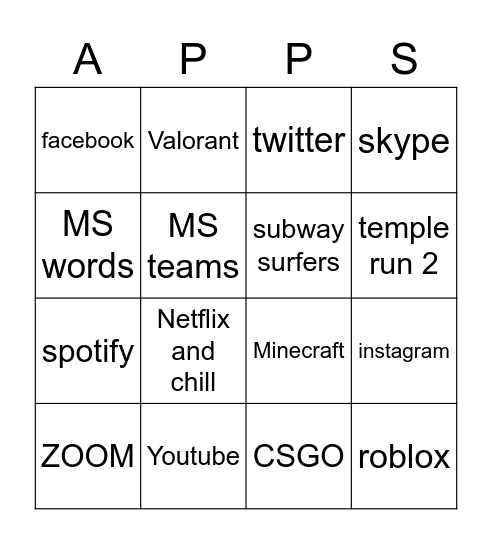 Grade 5 Bingo Card