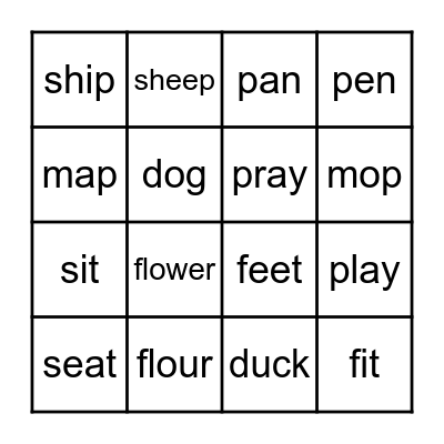 Animals Bingo Card