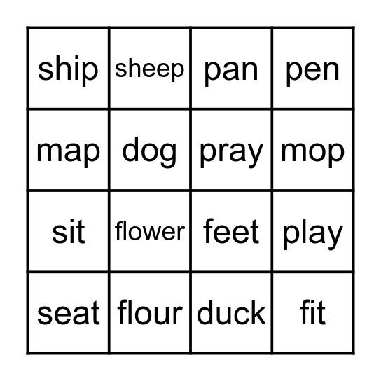 Animals Bingo Card