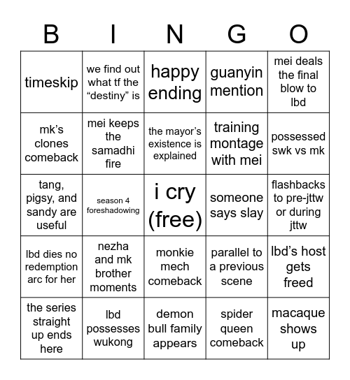 lmk s3 special bingo Card