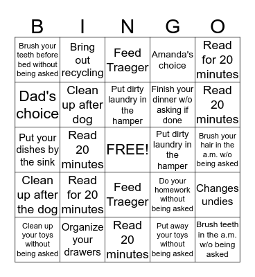 Emersyn Bingo Card