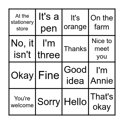 Conversation Bingo Card