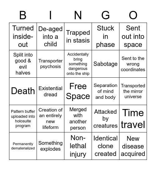 TRANSPORTER ACCIDENT BINGO Card