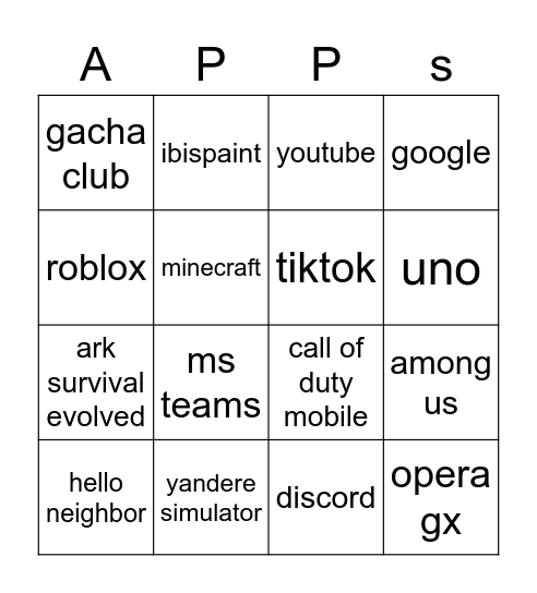 Grade 5 Bingo Card