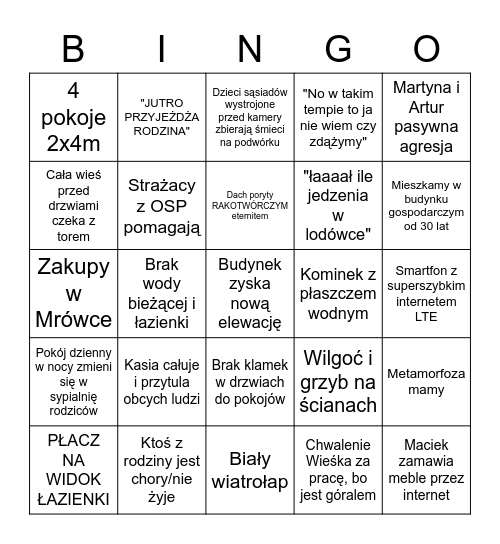 Nasz Nowy Dom Bingo Card