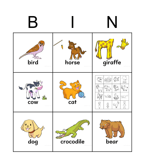 Animals Bingo Card