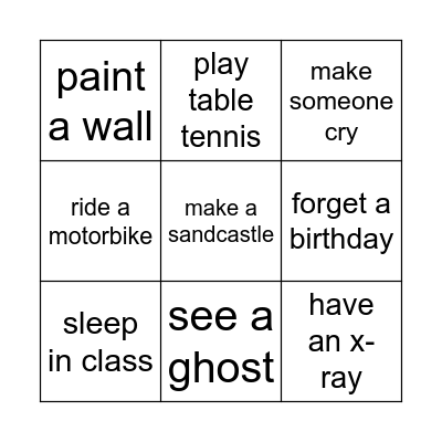 Present Perfect Bingo Card