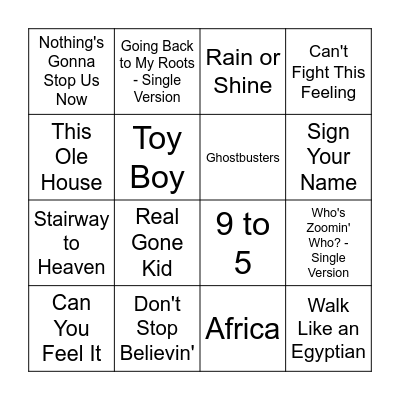 80sMusic1 QuestionOneBingo Card