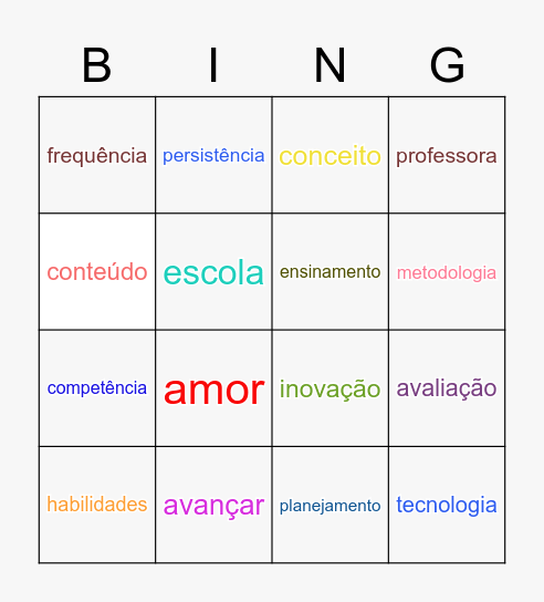bingo da educação infantil Bingo Card