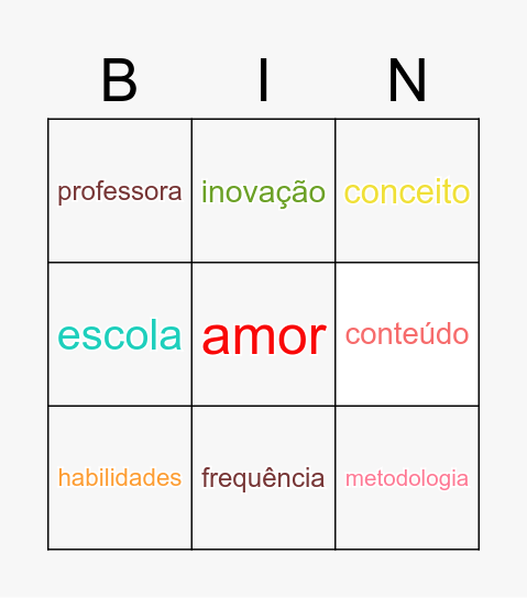 bingo da educação infantil Bingo Card
