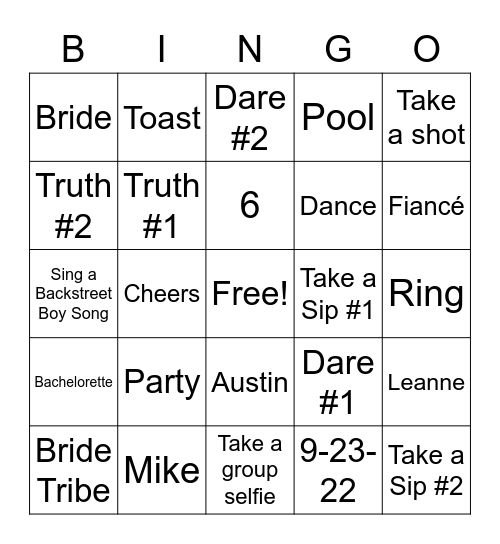 Leanne's Last Rodeo Bingo Card