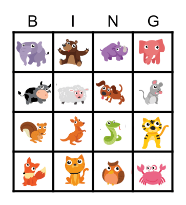 Animal world Bingo Card