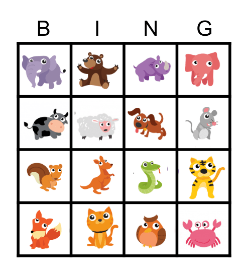 Animal world Bingo Card