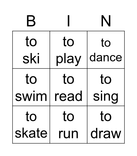 Deportes y pasatiempos Bingo Card