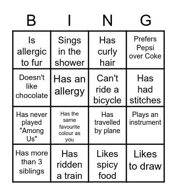 Find Someone Who Bingo Card