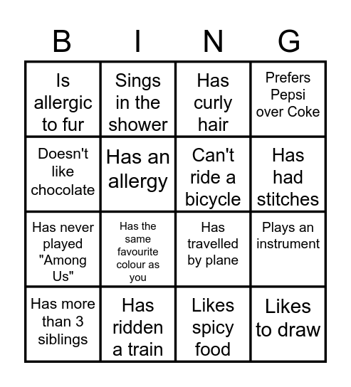 Find Someone Who Bingo Card