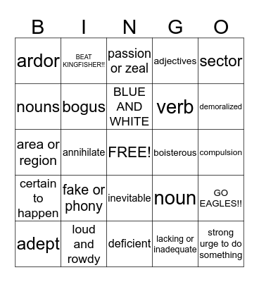 BEAT KINGFISHER BINGO!! Bingo Card