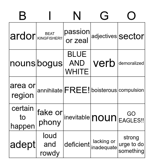 BEAT KINGFISHER BINGO!! Bingo Card