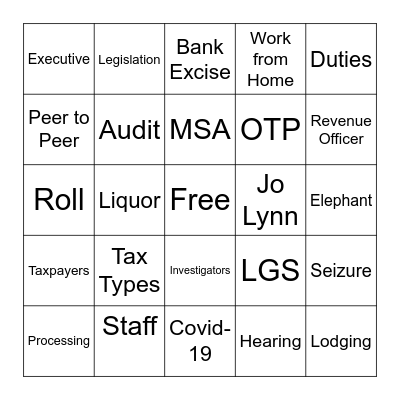 Excise All Staff Bingo! Bingo Card