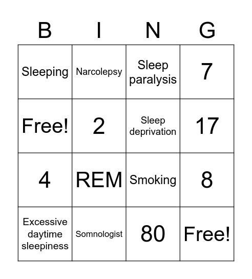 Sleeping Disorders!!! Bingo Card