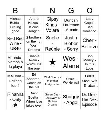 Music bingo Card