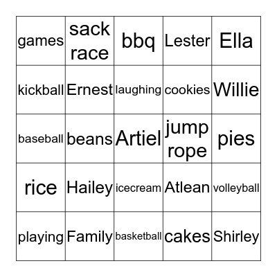 The Family Reunion Bingo Card