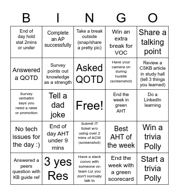 Bingo Blast Bingo Card