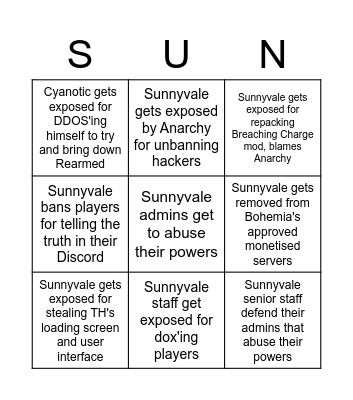 SUNNYVALE BINGO Card