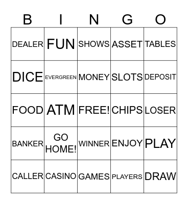 Casino Bingo Card